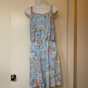 Lilly Pulitzer Blue Sailboat Print Dress Size M